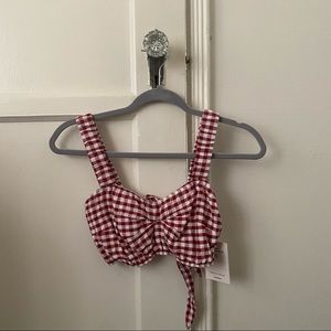 Glassons red gingham tie top
